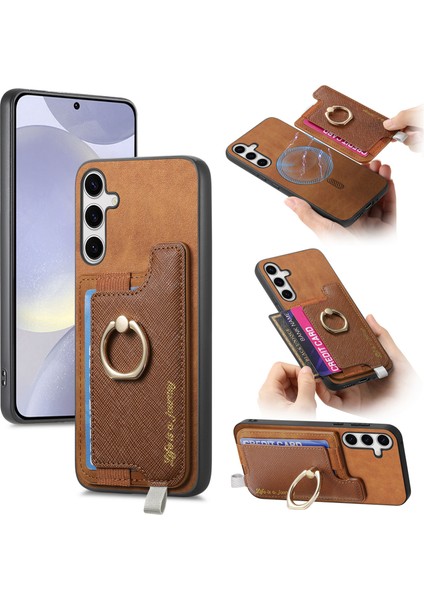 Samsung Galaxy S24 Plus Manyetik Çıkarılabilir Kart Tutucu Deri + Tpu Telefon Kapağı (Yurt Dışından)