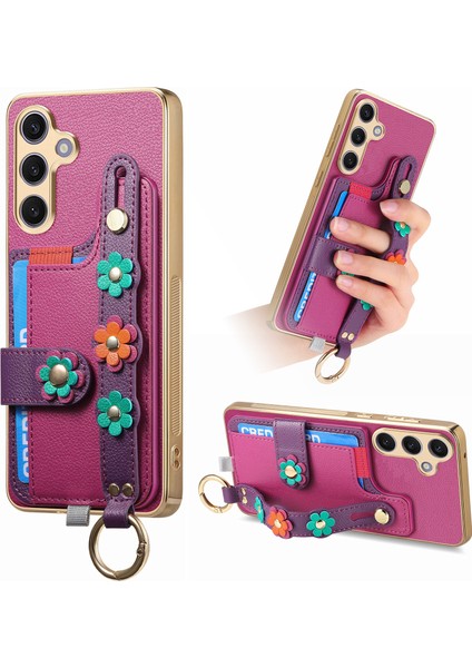 Samsung Galaxy S24 Plus Deri + Tpu Telefon Kılıfı. Kart Yuvaları Kickstand (Yurt Dışından)