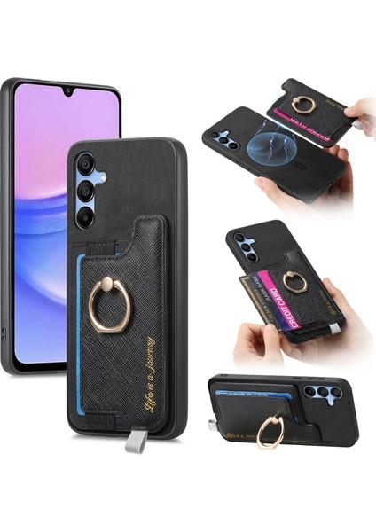 Samsung Galaxy A15 Manyetik Çıkarılabilir Kart Tutucu Deri + Tpu Telefon Kapağı (Yurt Dışından)