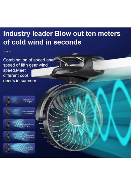 Mandallı Şarjlı Fan Mini Klima Vantilatör Ev Araç Bebek Arabası LED Ekranlı Serinletici Fan indirimleri