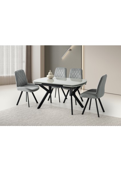 Steel Hg Masa, Alora Sandalye, Açık Gri, 130X80