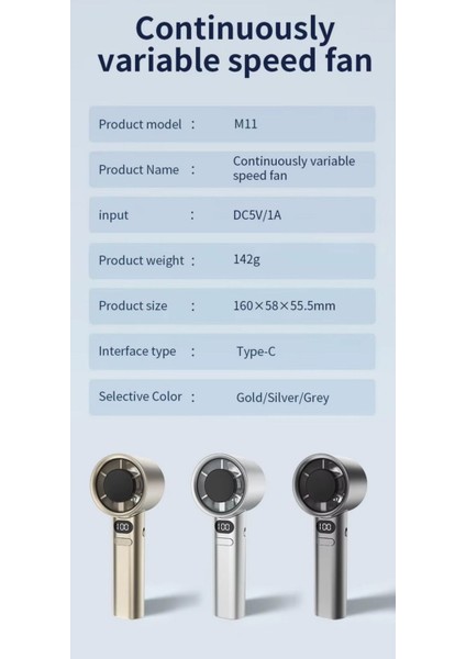 Şarjlı El Fanı Led Göstergeli Mini Klima Serinletici Vantilatör