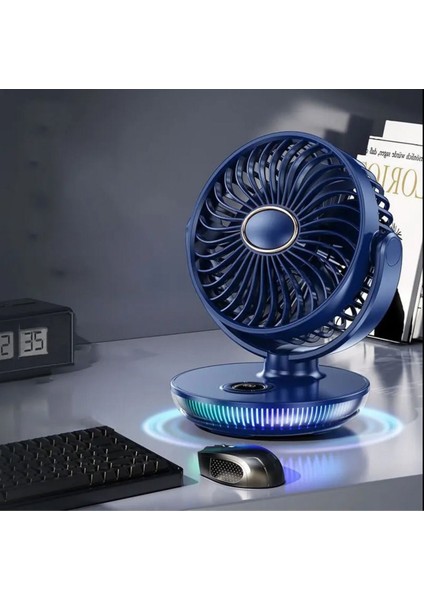 Şarjlı Masaüstü Mini Klima Serinletici Fan Rgb LED Işıklı Vantilatör Askılı Fan