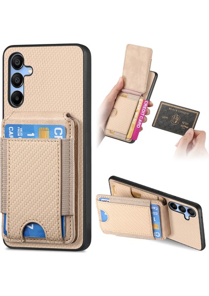 Samsung Galaxy A15 Kart Tutuculu Ayarlanabilir Kickstand Deri Kılıf (Yurt Dışından)