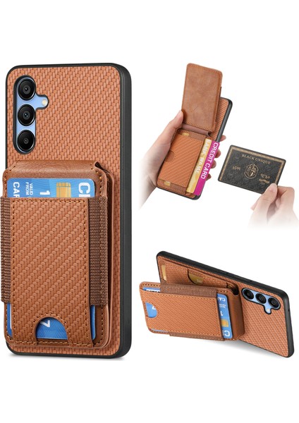 Samsung Galaxy A15 Kart Tutuculu Ayarlanabilir Kickstand Deri Kılıf (Yurt Dışından)