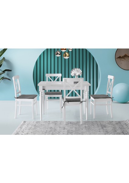 Smart Masa, Çapraz Döşemeli Sandalye, Beyaz, 110 x 70