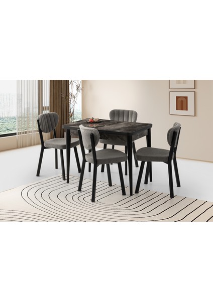 Rotary Masa, Çakıl Sandalye, Siyah, 100 x 65