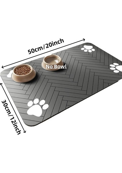 Emici Evcil Hayvan Besleme Paspası, Köpek Kedi Maması Su Kaseleri Için Su Geçirmez Placemat, Hızlı Kuru Kauçuk Destek, Kaymaz Evcil Hayvan Matcolor: 30X50CM Gri (Yurt Dışından)