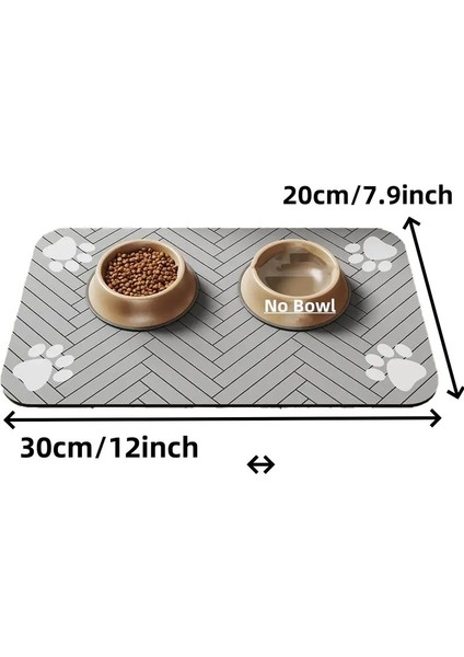Emici Evcil Hayvan Besleme Paspası, Köpek Kedi Maması Su Kaseleri Için Su Geçirmez Placemat, Hızlı Kuruyan Kauçuk Destek, Kaymaz Evcil Hayvan Paspas Rengi: 20X30CM Gri (Yurt Dışından)