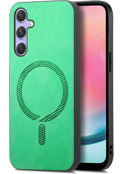 Samsung Galaxy A24 4g (162.1 x 77.6 x 8.3mm) Magsafe ile Uyumlu Deri Dokunmatik Telefon Kapağı (Yurt Dışından)