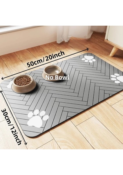 Emici Evcil Hayvan Besleme Paspası, Köpek Kedi Maması Su Kaseleri Için Su Geçirmez Placemat, Hızlı Kuru Kauçuk Destek, Kaymaz Evcil Hayvan Matcolor: 30X50CM Gri (Yurt Dışından)
