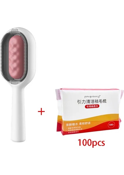 Kedi Tüy Temizleyici Uzun Tüylü Temizleme Fırçası Köpek Kedi Silikon Pet Bakım Taraklı Mendil ve Su Haznesi Pet Ürünleri Aksesuarları Renk:pembe 100 Havlu (Yurt Dışından)