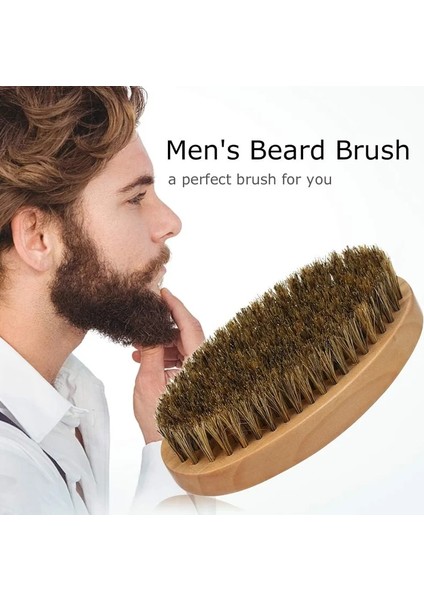 Erkek Saç Tarama Tarakı Boyun Temizleme Fırçası Erkek Sakal ve Saç Bakımı Için Ahşap Domuz Kılı Berber Fırçası (Yurt Dışından)