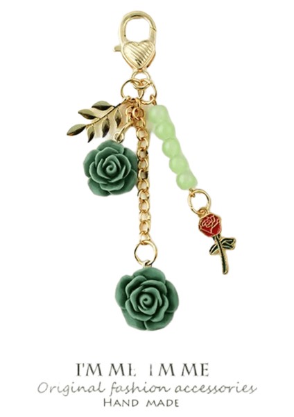 8 Renk 3D Gül Kamelya Anahtarlık Kadın Kız Tatlı Inci Püskül Çiçek Anahtarlık ile Metal Yaprak Için Kulaklık Kılıfı Çanta Dekorasyon Renk:f (Yurt Dışından)