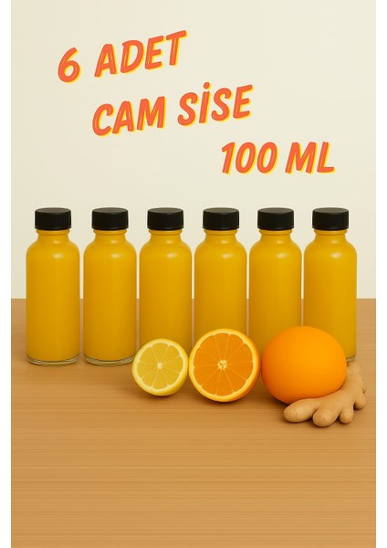 6 Adet Şeffaf Cam Shot Şişesi Sızdırmaz Siyah Plastik Kapaklı Kolonya Koku Süs Çok Amaçlı Şişe 100ML