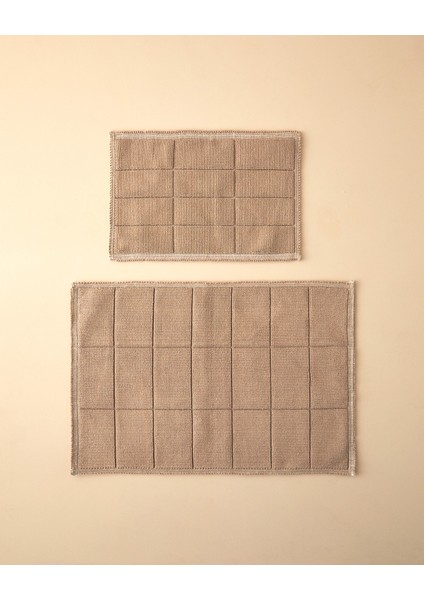 Classy Diamond Pamuklu Bukle Banyo Paspası Seti 60X90 + 40X60 cm Bej