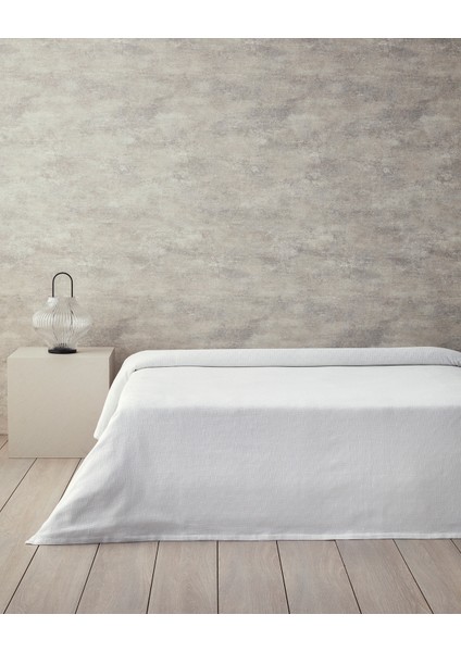 Plain Pamuklu Tek Kişilik Pike 150X220 cm Beyaz