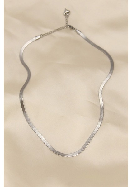 316L Çelik Silver Renk 45 cm Italyan Zincir Model Kadın Kolye - TJ-BKO5903