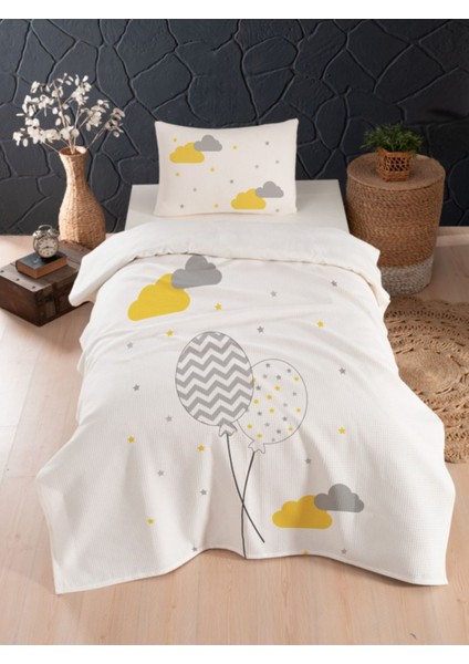 Bebek ve Çocuk Odası Pamuklu Tek Kişilik Waffle Pike ve Yatak Örtüsü Setleri