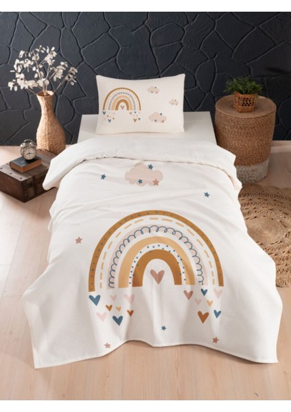 Bebek ve Çocuk Odası Pamuklu Tek Kişilik Waffle Pike ve Yatak Örtüsü Setleri