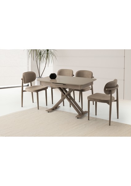 Otranto Hg Masa, Perla Sandalye, Cappicino, 120X70