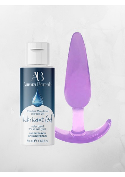Sade Su Bazlı Jel 50 ml + Mor Silikon Plug 11 cm Hediyeli
