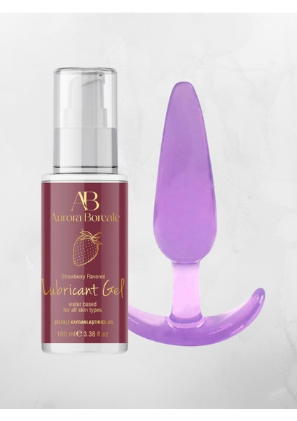 Çilek Aromalı Jel 100 ml + Mor Silikon Plug 11 cm Hediyeli
