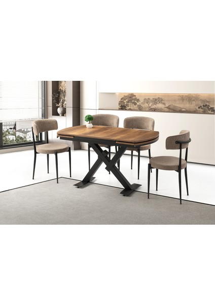 Steel Masa, Armoni Sandalye, Dışbudak, 130 x 80