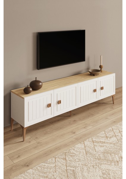 %100 Mdf Tv Ünitesi 180 cm Beyaz Aytaşı Tv Sehpası fiyatları