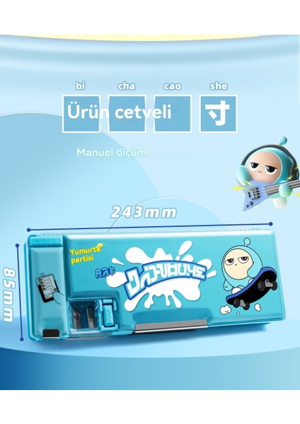 Yumurta Waffle Parti Çok Fonksiyonlu Çift Taraflı Kalem Kutusu (Yurt Dışından)