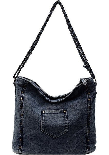 Perçin Denim Kadın Omuz Çantası (Yurt Dışından)