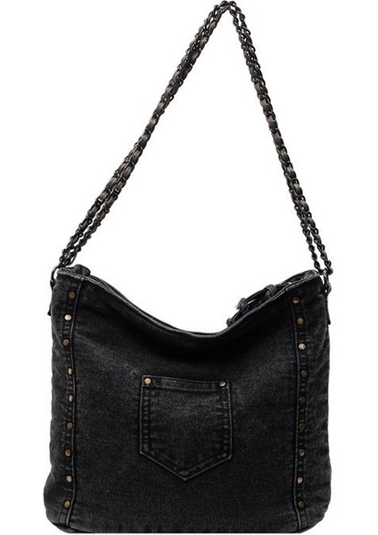 Perçin Denim Kadın Omuz Çantası (Yurt Dışından)