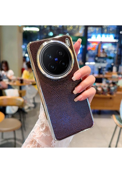 Vivo X200 Pro 5g Kertenkele Dokulu Pu + Pc Telefon Arka Kapağı (Yurt Dışından)