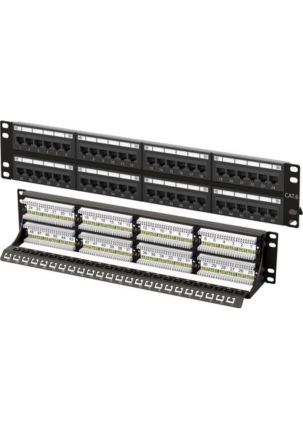 48 Port Dolu Cat6 19" 1u Utp Patch Panel COD648