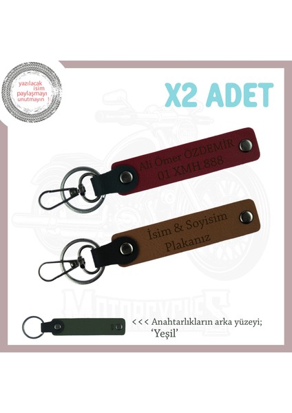 Yol Arkadaşların Için, Isimler ve Plakalar Yazılı Hediyelik 2'li Anahtarlık Set , Kahve-Bordo-Ysl