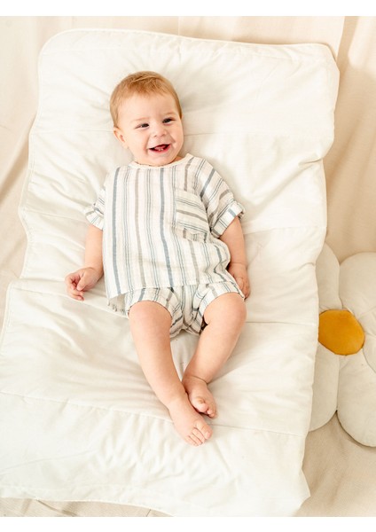 Çizgili Müslin Gömlek Şort Takım | Erkek Bebek Yazlık 2’li Set | 6-36 Ay | KD53215