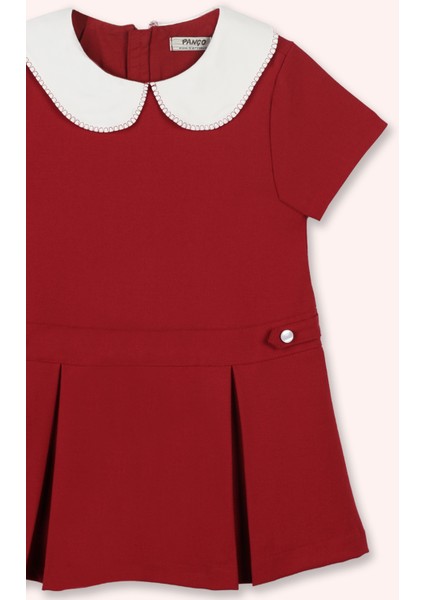 Kız Çocuk Eteği Plikaşeli Kısa Kollu Fermuarlı Yakalı Kırmızı Elbise fiyatları