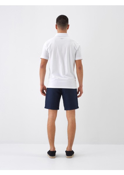 Lacivert Regular Fit Keten Basic Şort