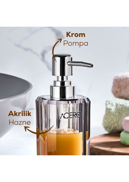 Akrilik Sıvı Sabunluk 225 ml Şeffaf Antrasit 1991