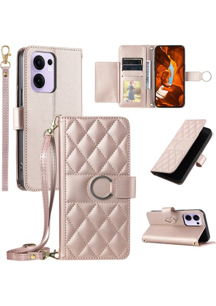 Oppo RENO13 F Crossbody Deri Kılıf Halka Toka Cüzdan Standı Eşkenar Dörtgen Kapak (Yurt Dışından)