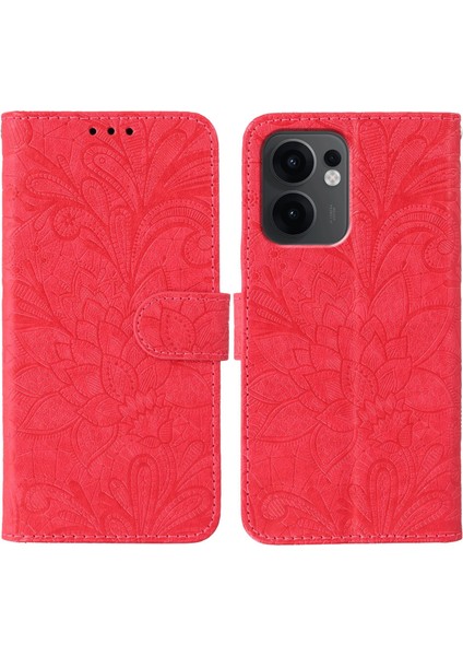 Oppo RENO13 F Dantel Çiçekler Pu Deri Flip Cüzdan Telefon Kapağı (Yurt Dışından)