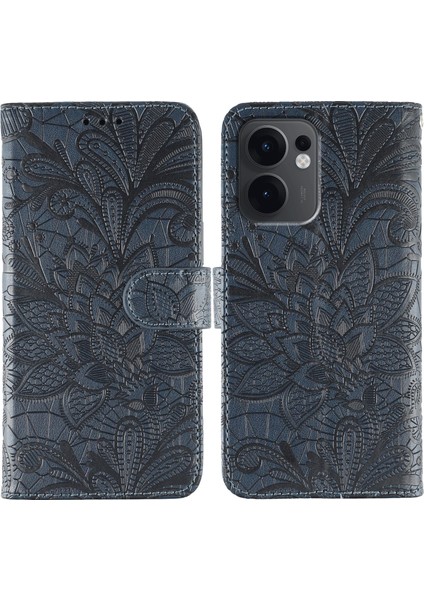 Oppo RENO13 F Dantel Çiçekler Pu Deri Flip Cüzdan Telefon Kapağı (Yurt Dışından)