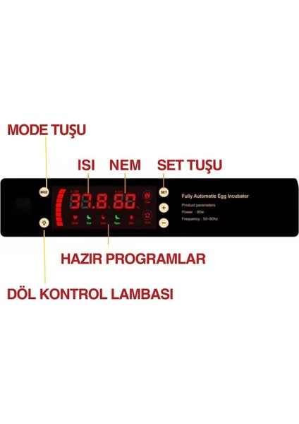 60 Yumurta Kapasiteli Tam Otomatik Kuluçka Makinesi - Civciv, Kaz, Hindi ve Ördek Yetiştiriciliği EPO-W60