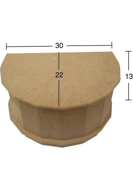 Dilimli Yarım Ay Ahşap Kutu 30X22 KU271