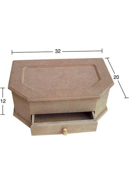 Çekmeceli Köşeli Ahşap Kutu 32X20 KU257