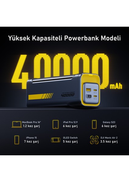 Starship 40.000 Mah 140W Pd3.1 Powerbank, Akıllı Dijital Göstergeli, 2si1 Arada Taşınabilir Hızlı Şarj Cihazı, Şarj Istasyonu Siyah modelleri