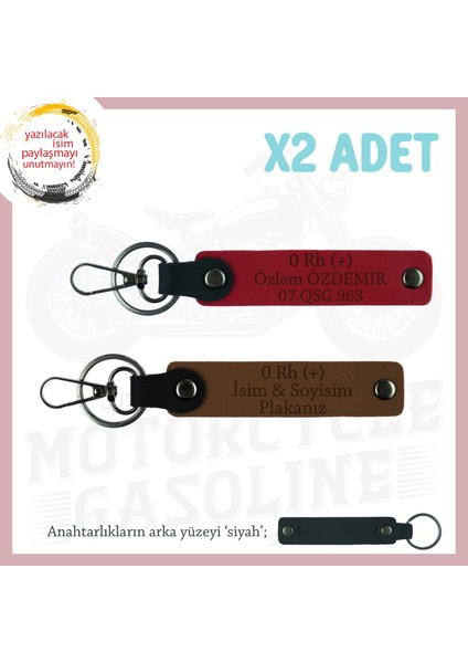 Yol Arkadaşlarına, Isim Plaka ve 0 Rh (+) Kan Grubu Yazılı Acil Durum Anahtarlığı, Kahve-Kırmzı-Syh