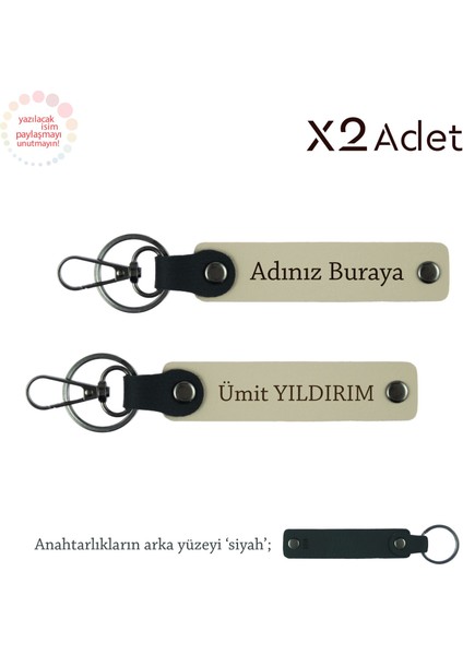 Kankaya Yılbaşı Sürprizi, Isimli 2’li Anahtarlık Takımı, Sütlü Kahve-Siyah