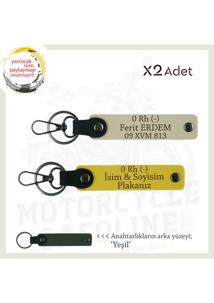 Yol Arkadaşlarına Özel Isim Plaka, 0 Rh (-) Kan Grubu Yazılı Kişisel X2 Anahtarlık, Sarı-S Kahve-Ysl