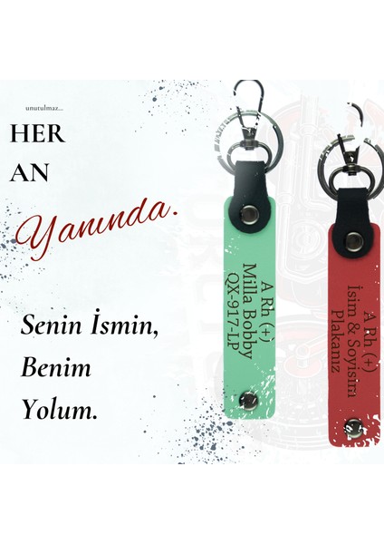 Yol Arkadaşları Için, Isim Plaka ve A+ Kan Grubu Kişiye Özel X2 Anahtarlık Set, Nar Çiçeği-Mavi-Laci fiyatları